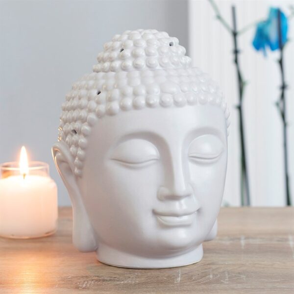 Large Grey Buddha Head Oil Burner - Image 6
