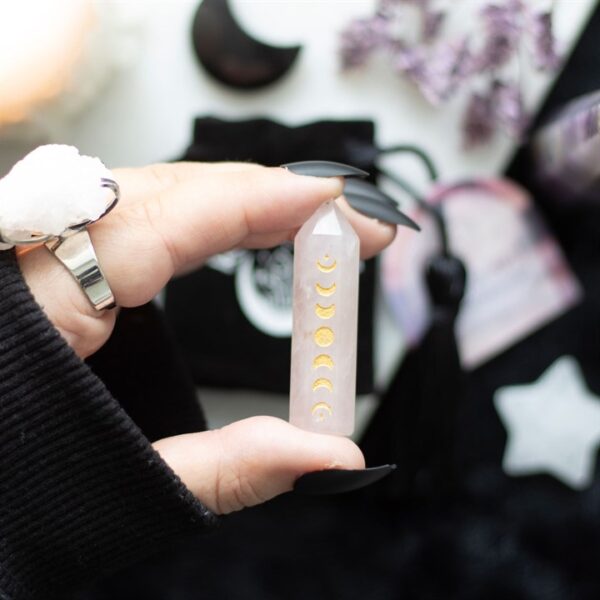 5cm Rose Quartz Moon Phase Crystal Point - Image 3