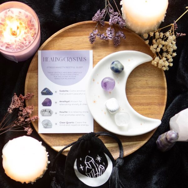 Stress Healing Crystal Set with Moon Trinket Dish - Image 6