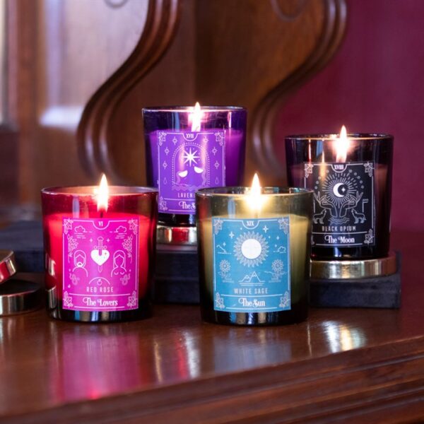 The Lovers Red Rose Tarot Candle - Image 4