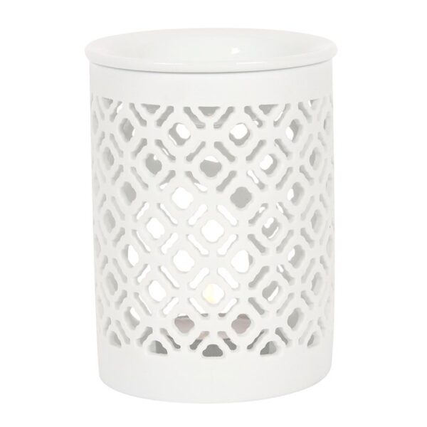White Matte Lattice Cut Oil Burner - Image 2