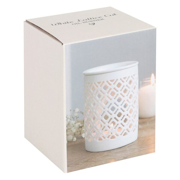 White Matte Lattice Cut Oil Burner - Image 3
