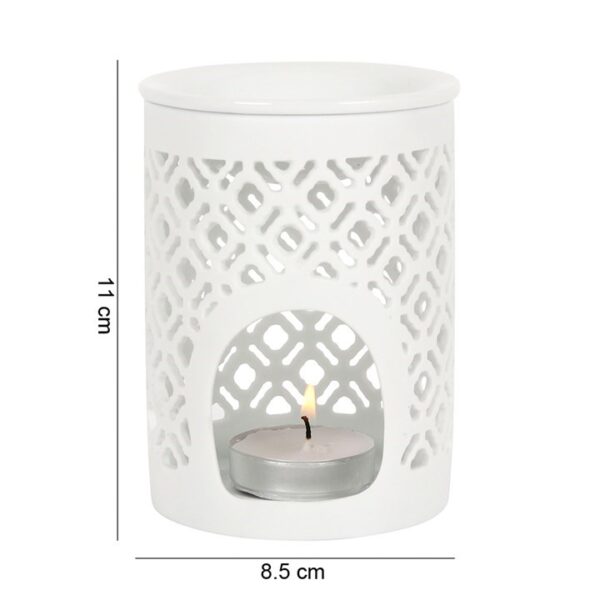 White Matte Lattice Cut Oil Burner - Image 5