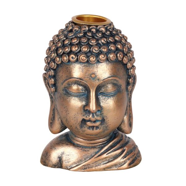 Bronze Buddha Head Backflow Incense Burner - Image 3