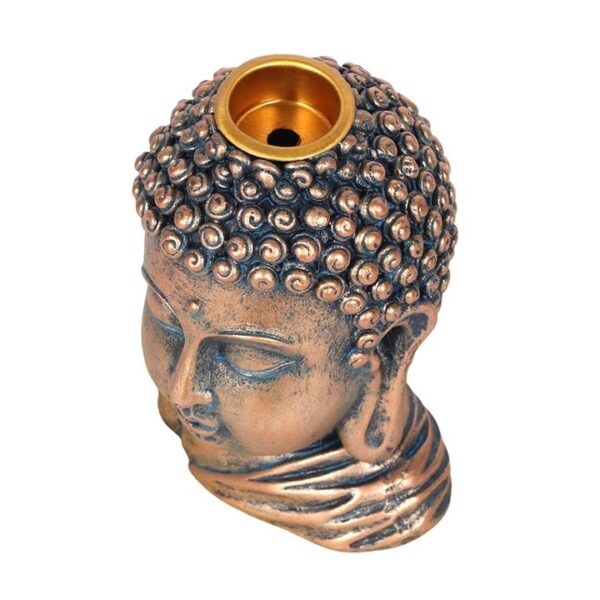 Bronze Buddha Head Backflow Incense Burner - Image 4