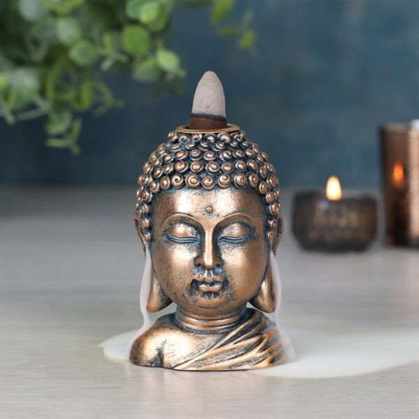 Bronze Buddha Head Backflow Incense Burner - Image 5