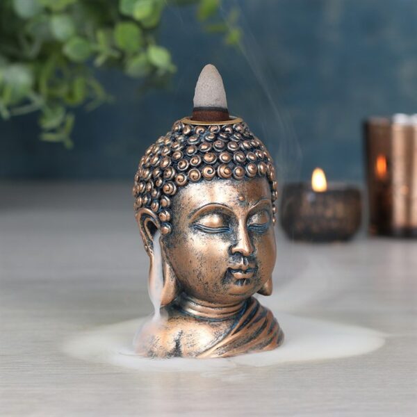 Bronze Buddha Head Backflow Incense Burner - Image 6