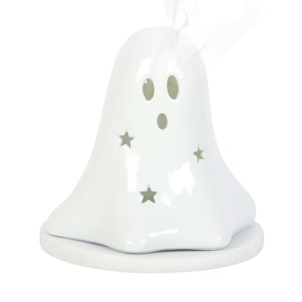 Ceramic Ghost Tealight and Incense Cone Holder - Image 2
