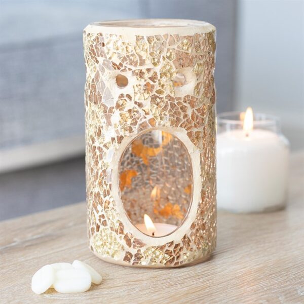 Gold Pillar Crackle Glass Oil Burner - Image 4