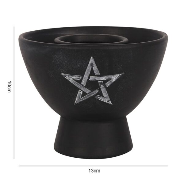 Black Pentagram Terracotta Smudge Bowl - Image 3