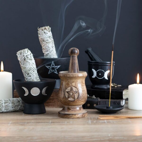 Black Pentagram Terracotta Smudge Bowl - Image 5