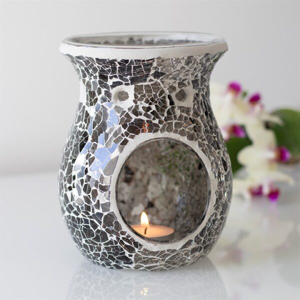 Large Gunmetal Grey Crackle Oil Burner - Image 4