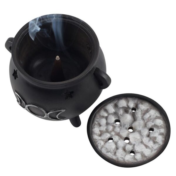 Triple Moon Cauldron Incense Cone Holder - Image 3