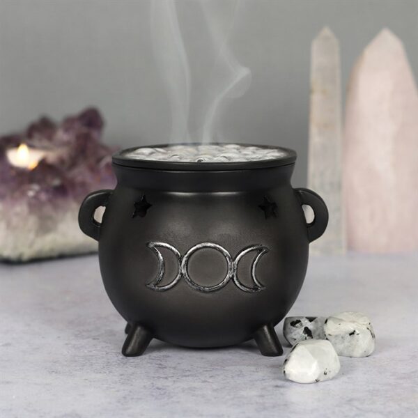 Triple Moon Cauldron Incense Cone Holder - Image 4
