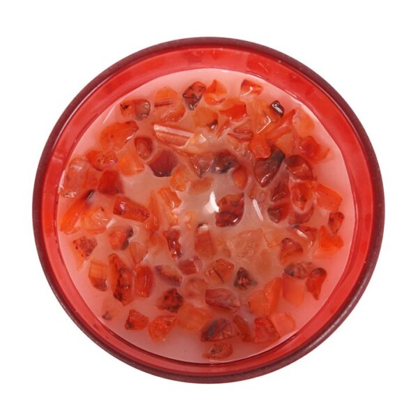 Root Chakra Strawberry Crystal Chip Candle - Image 2