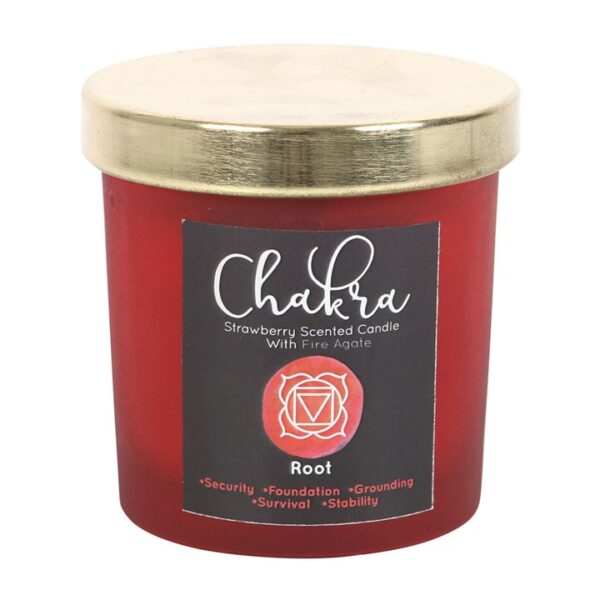 Root Chakra Strawberry Crystal Chip Candle - Image 3