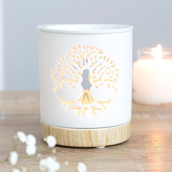 White Tree of Life Cut Out Oil Burner - Image 4