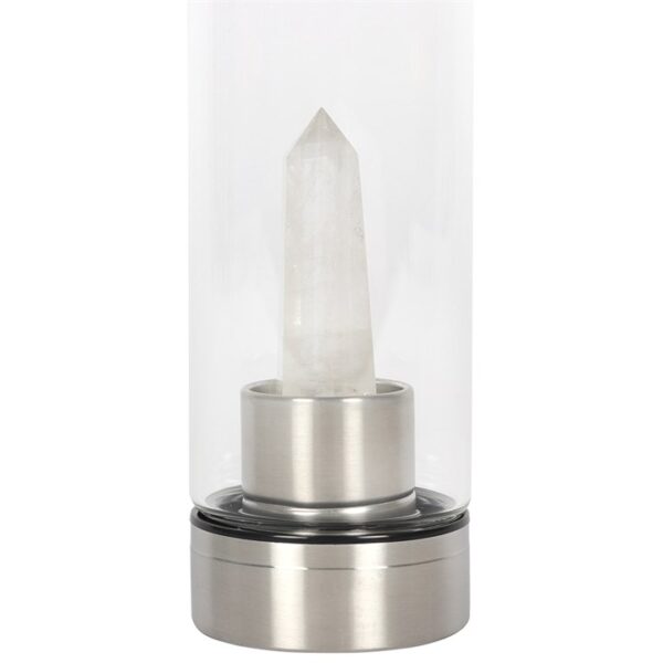Clear Quartz Energising Glass Water Bottle - Image 2