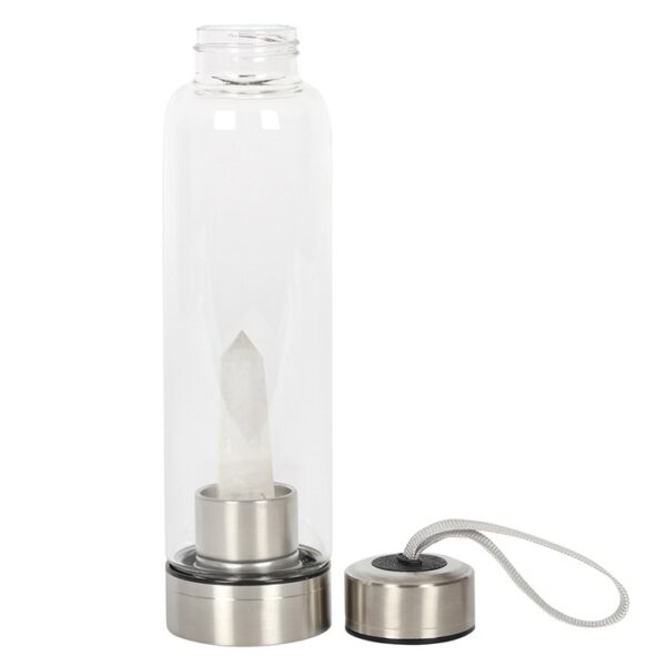 Clear Quartz Energising Glass Water Bottle - Image 3
