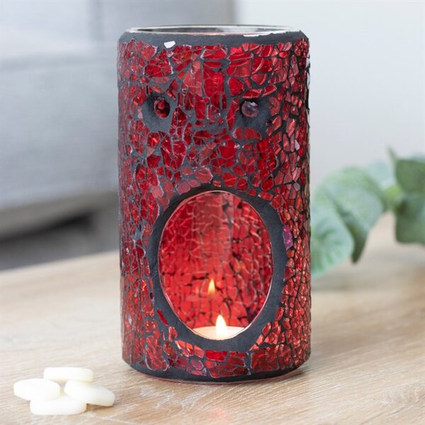 Red Pillar Crackle Glass Oil Burner - Image 4