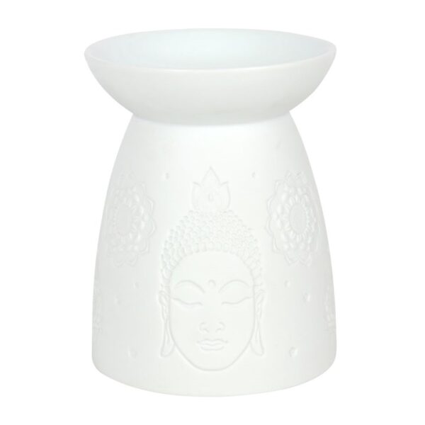 White Ceramic Buddha Face Oil Burner - Image 2