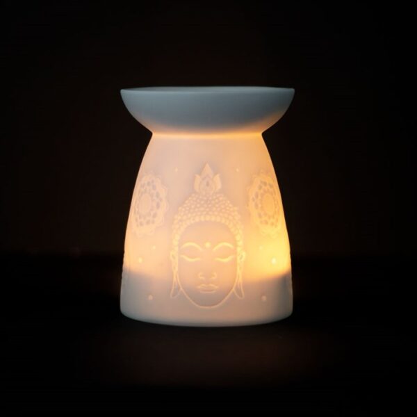 White Ceramic Buddha Face Oil Burner - Image 6
