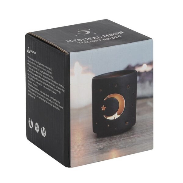 Small Black Mystical Moon Cut Out Tealight Holder - Image 3