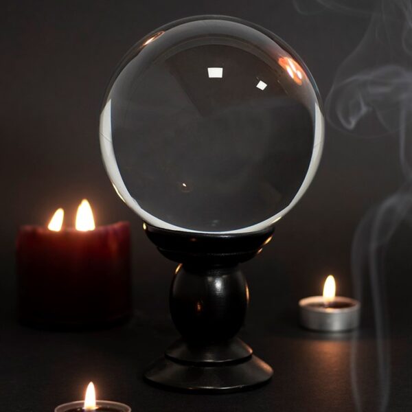 Large Clear Crystal Ball on Stand - Image 2