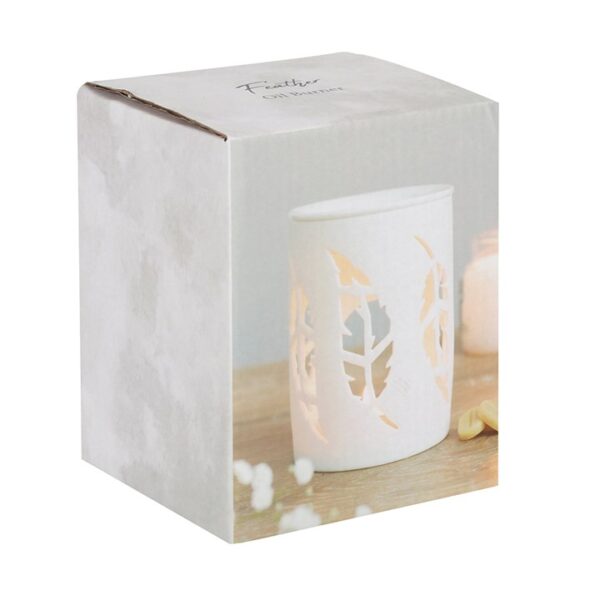 White Feather Cut Out Oil Burner - Image 3