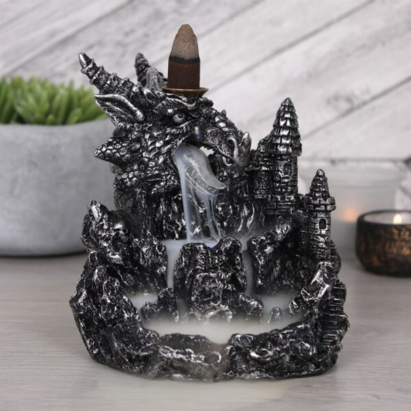 Silver Dragon Backflow Incense Burner With Light - Image 6