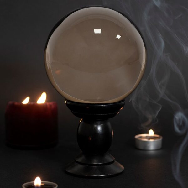 Large Smoke Grey Crystal Ball on Stand - Image 2