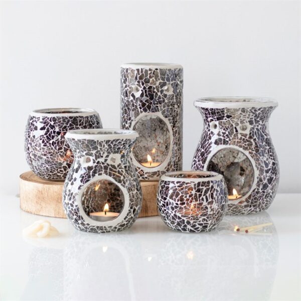 Small Gunmetal Grey Crackle Oil Burner - Image 5