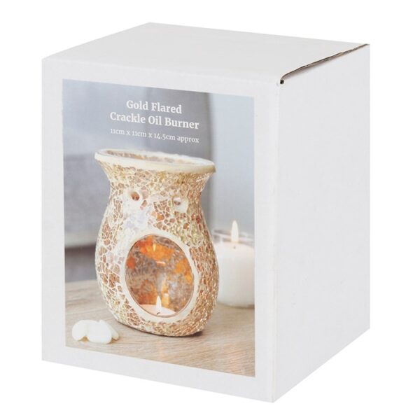 Large Gold Crackle Glass Oil Burner - Image 3
