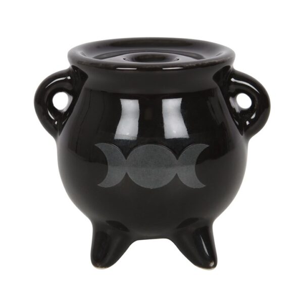 Triple Moon Cauldron Ceramic Incense Holder - Image 3