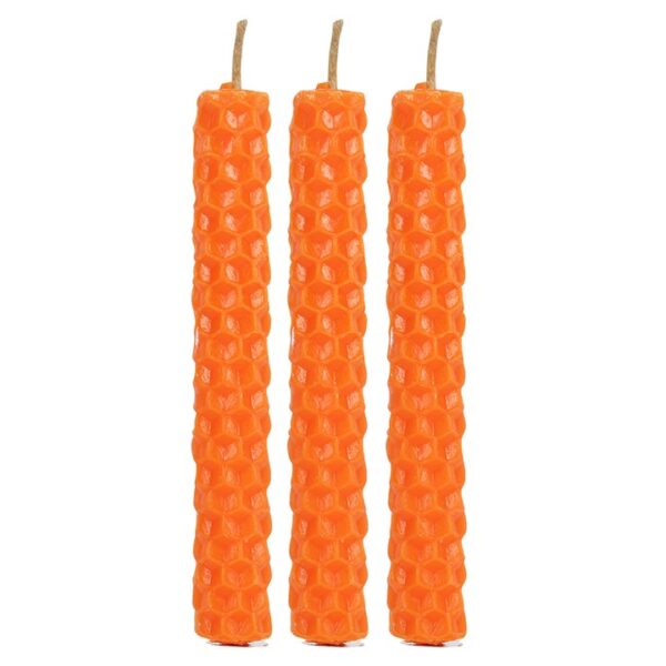 Set of 6 Orange Beeswax Spell Candles - Image 4