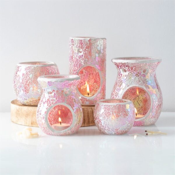 Large Pink Iridescent Crackle Oil Burner - Image 5