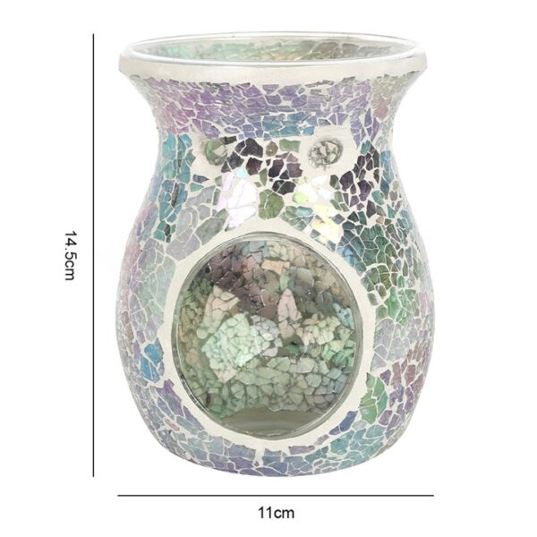 Large Light Blue Iridescent Crackle Oil Burner - Image 3