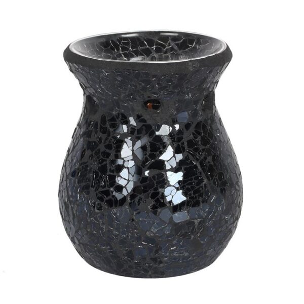 Small Black Crackle Glass Oil Burner - Image 3