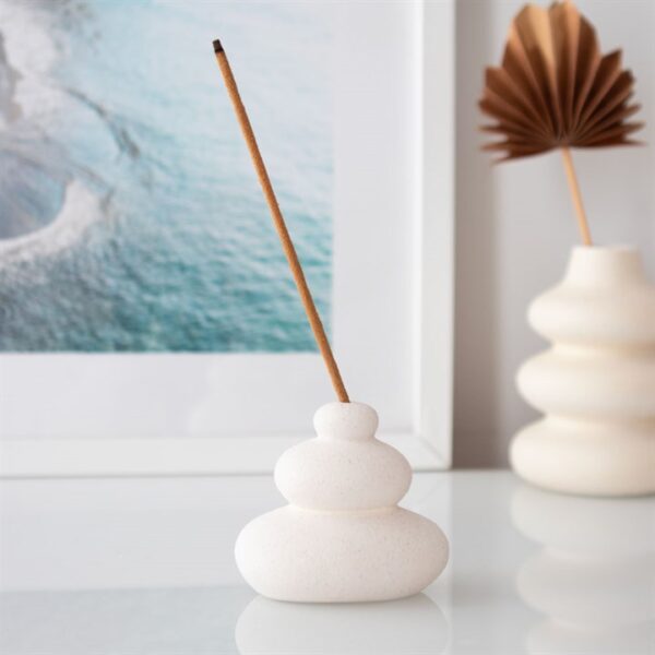 Cream Speckle Balancing Stones Incense Stick Holder - Image 5