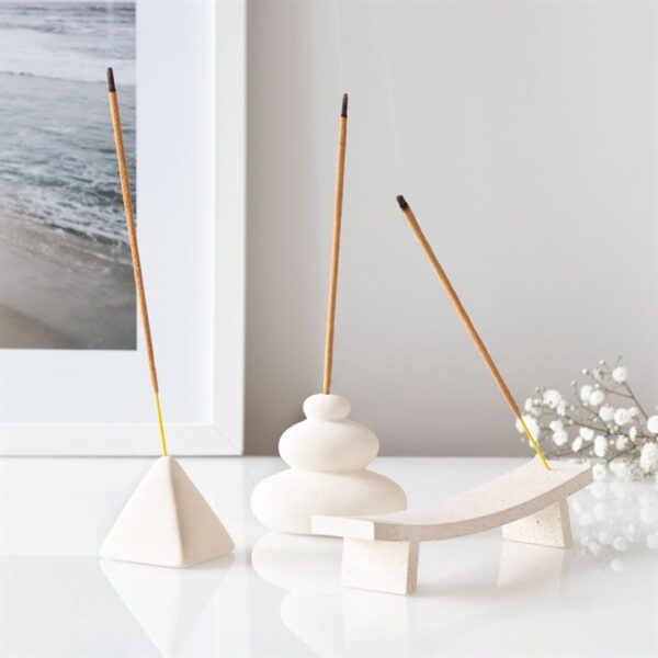 Cream Speckle Balancing Stones Incense Stick Holder - Image 6
