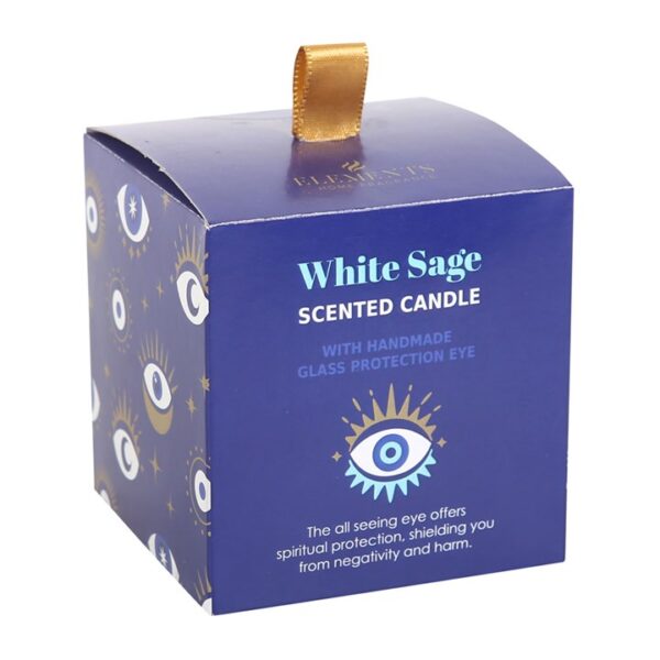 All Seeing Eye White Sage Crystal Chip Protection Candle - Image 3