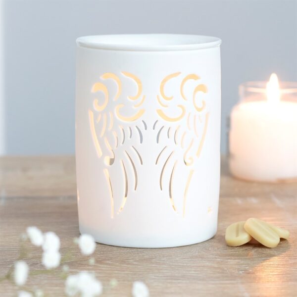 White Angel Wings Cut Out Oil Burner - Image 3