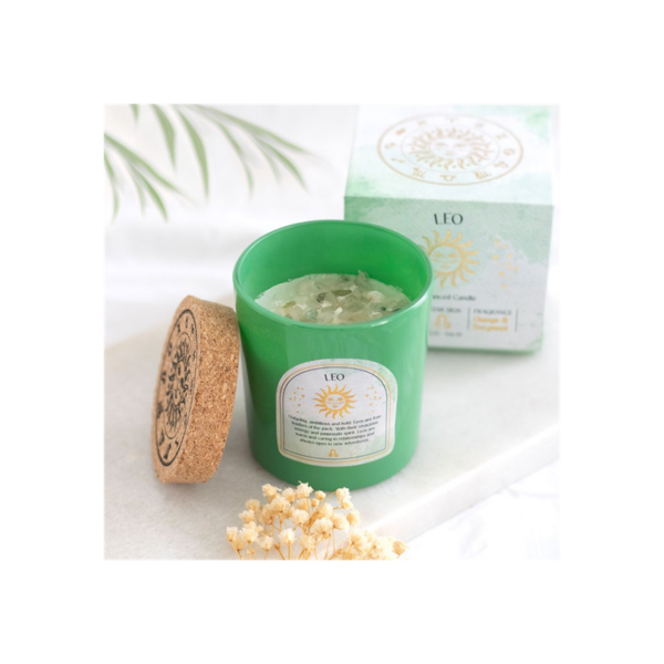 Leo Orange & Bergamot Gemstone Zodiac Candle - Image 2