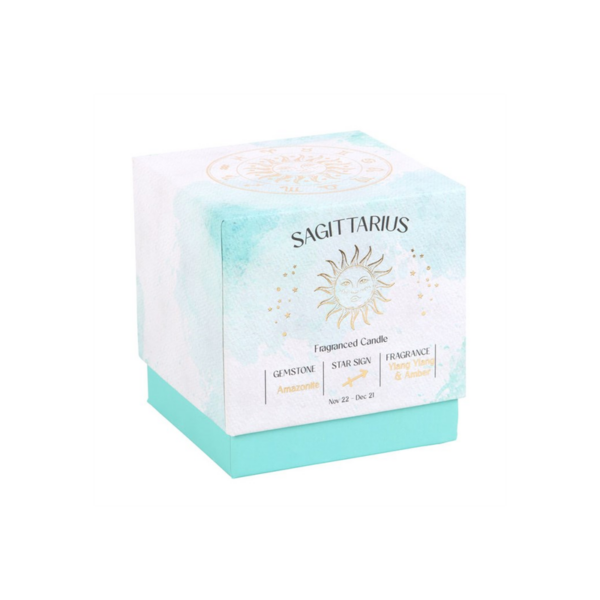 Sagittarius Ylang Ylang & Amber Gemstone Zodiac Candle - Image 2