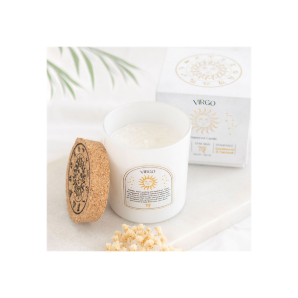 Virgo Sandalwood & Patchouli Gemstone Zodiac Candle - Image 2