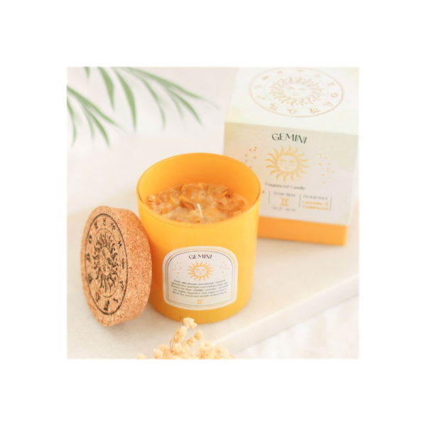 Gemini Lavender & Cedarwood Gemstone Zodiac Candle - Image 3