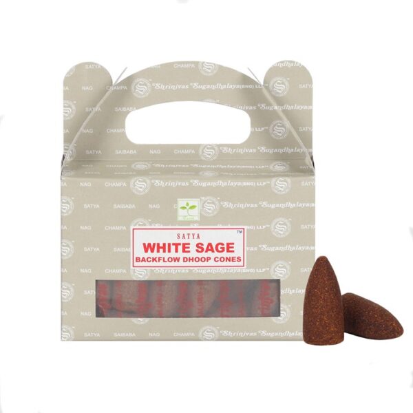 Set of 6 Packets of Satya White Sage Backflow Dhoop Cones - Image 2