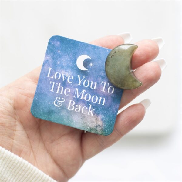 Love You to the Moon Labradorite Crystal Moon in a Bag - Image 4