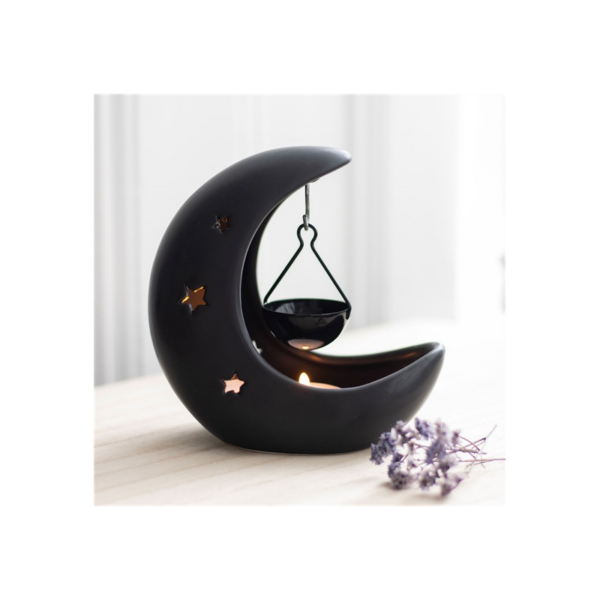 Black Crescent Moon Hanging Oil Burner - Image 3