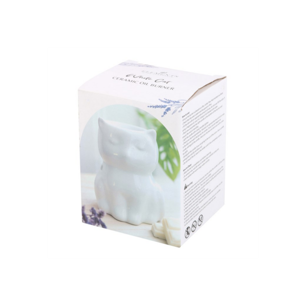 Shiny White Cat Oil Burner - Image 2